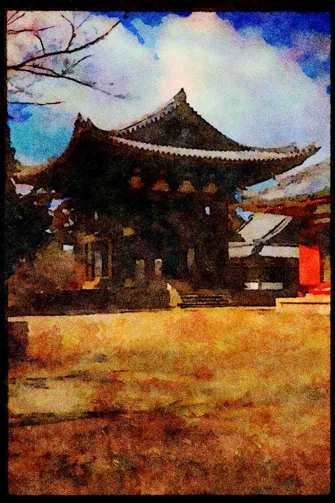 Scenic Japan 249095 A Bell In Nara A4 Limited Edition Watercolour Print