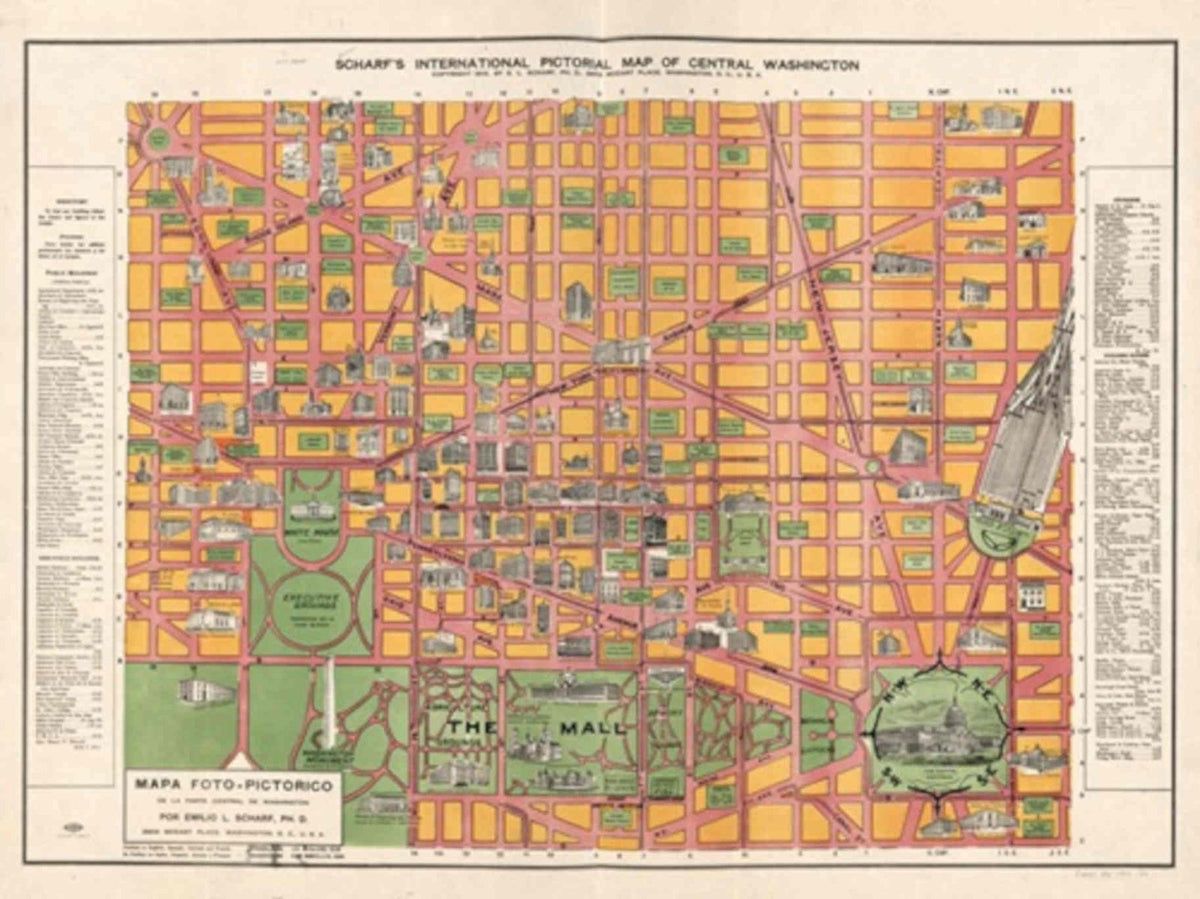 Scharf Map Dc Vintage Retro Advert Poster