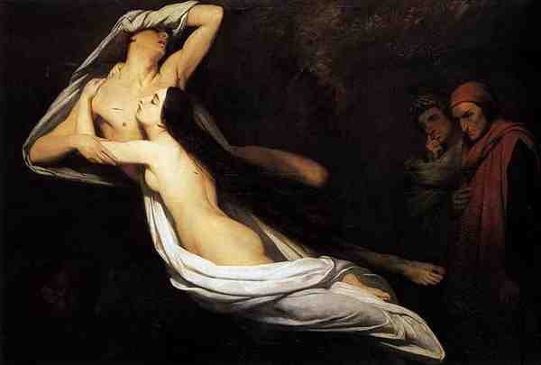 Scheffer Ary The Ghosts Of Paolo And Francesca Appear To Dante And Virgil 1835 A4 Photo Print