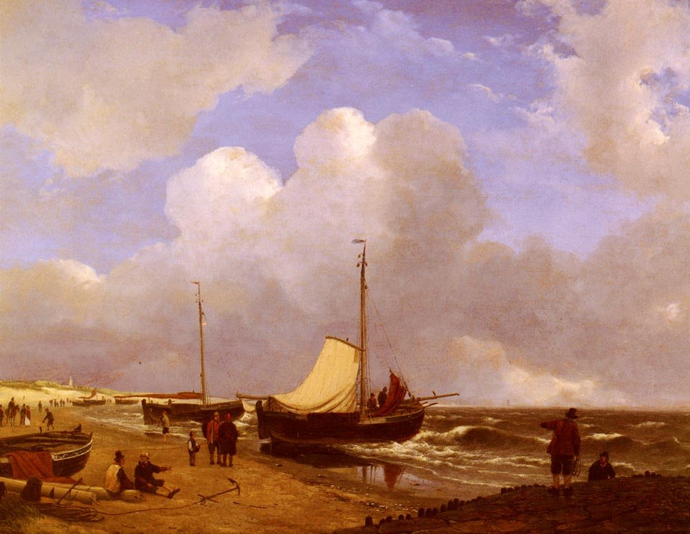 Schelfhout Andreas Moored On The Beach Art A4 Photo Print