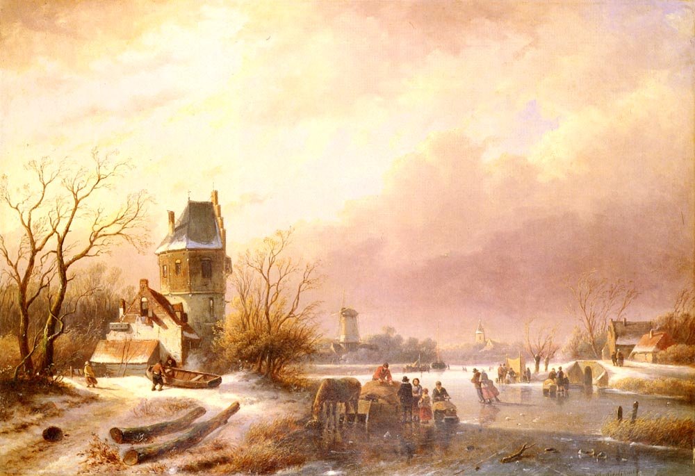 Schelfhout Andreas Skaters On A Frozen River Art A4 Photo Print