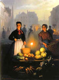 Schendel Petrus Van A Market Stall By Moonlight A4 Photo Print