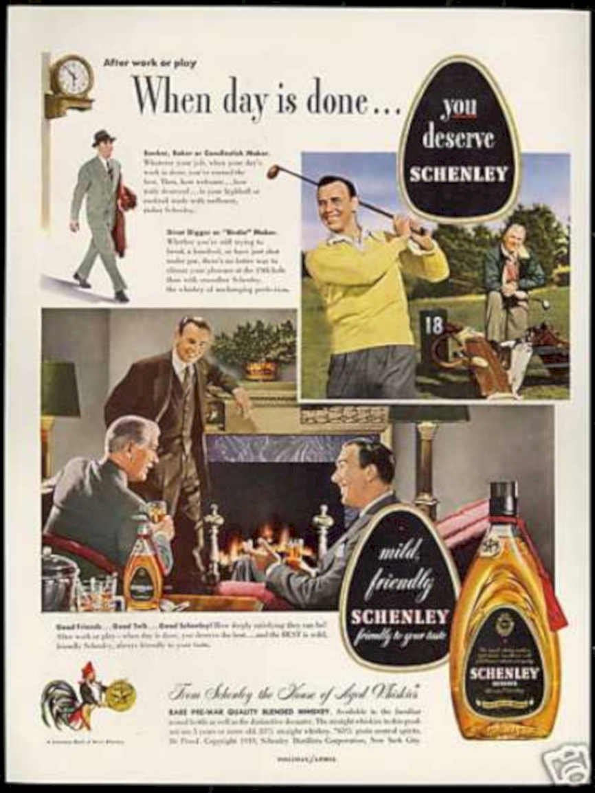 Schenley Whiskey Evening Vintage Retro Advert Ads A4 Photo Print