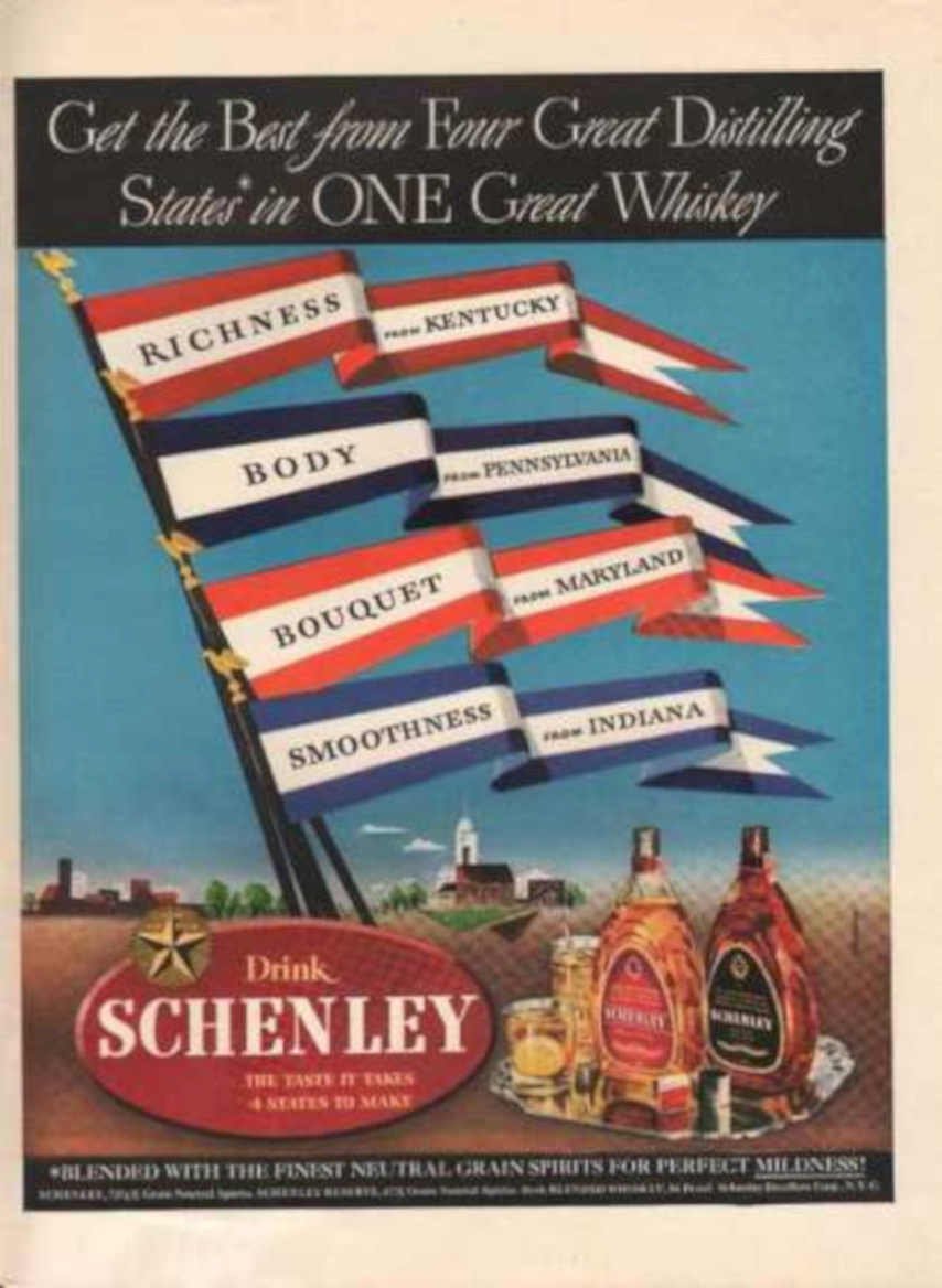 Schenley Whiskey Flags Vintage Retro Advert Ads A4 Photo Print
