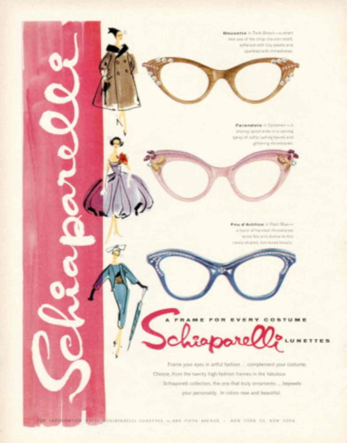 Schiaparelli Lunettes Design 1950s Vintage Retro Advert Poster