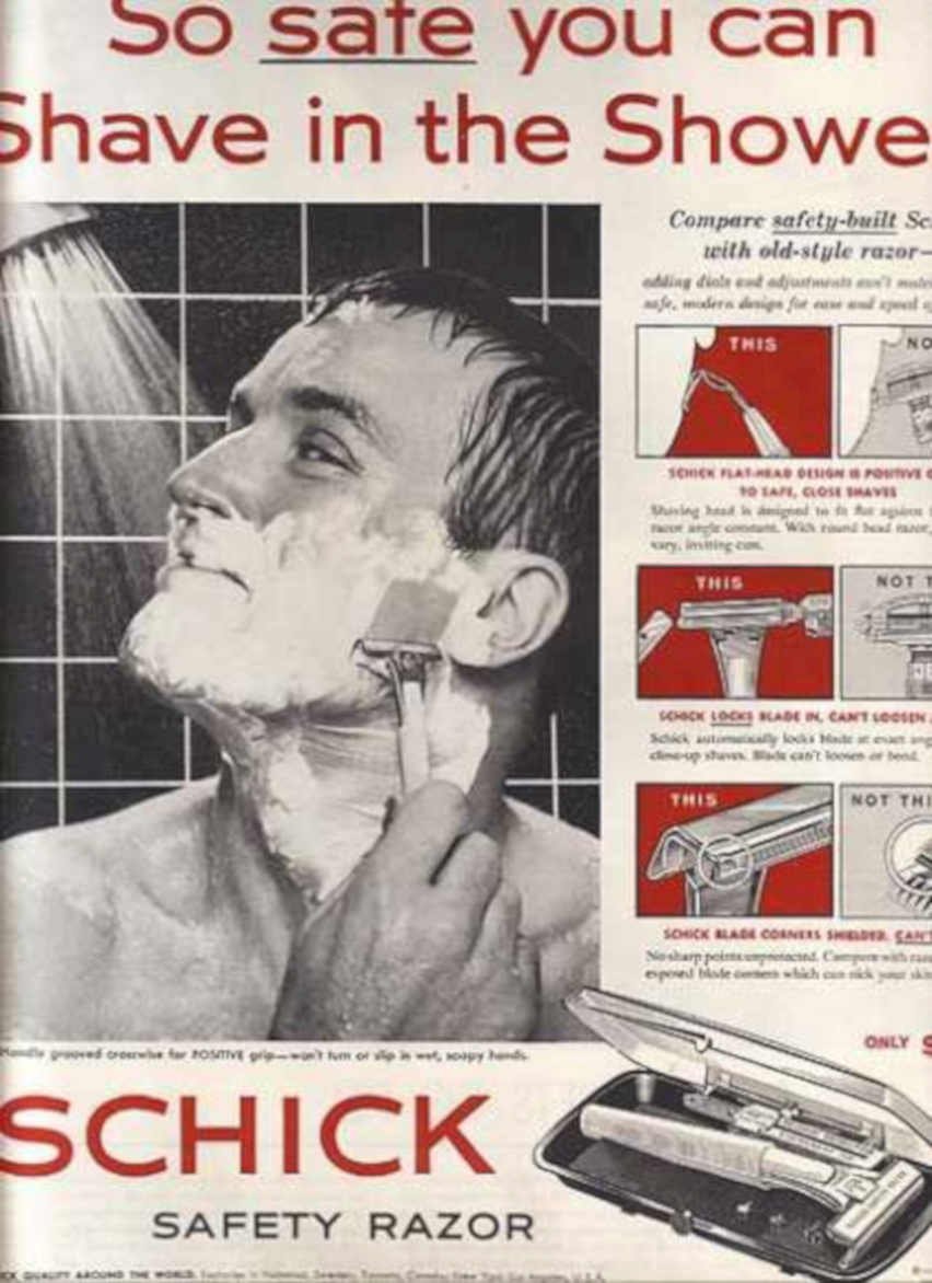 Schick Shaving Shower Vintage Retro Advert Ads A4 Photo Print