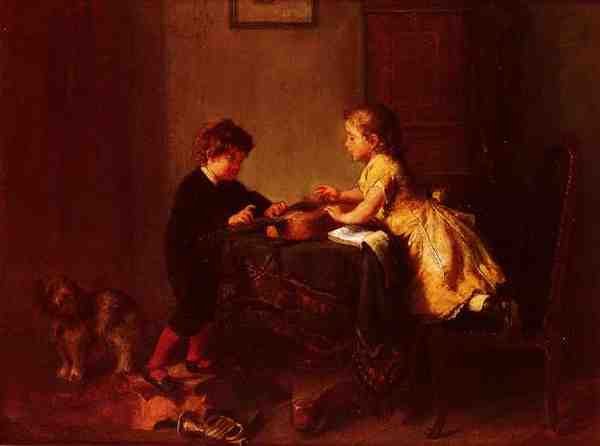 Schlesinger Felix Children Playing With A Guitar A4 Photo Print
