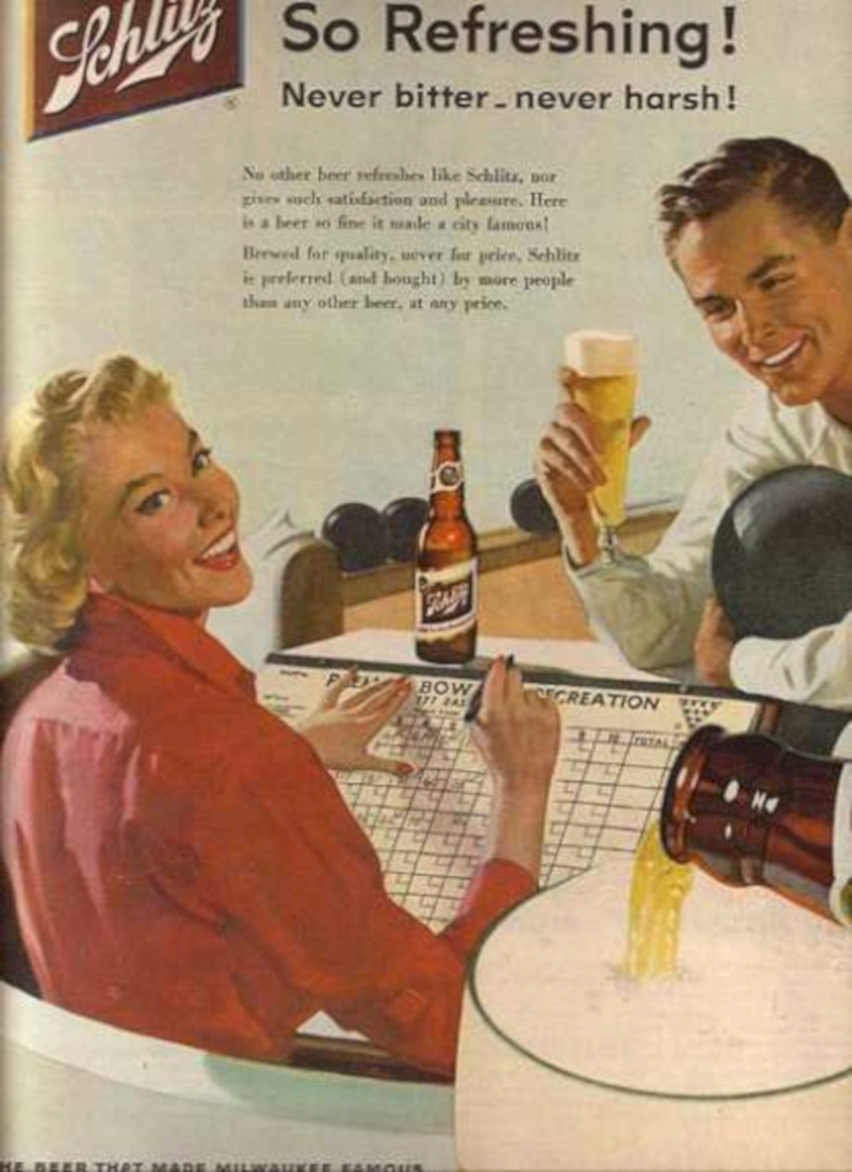 Schlitz Beer Bowling Vintage Retro Advert Ads A4 Photo Print