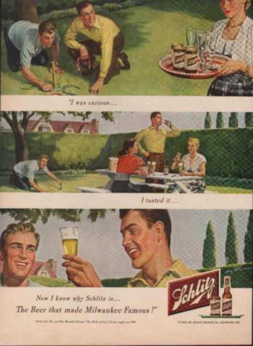 Schlitz Beer Picnic Vintage Retro Advert Ads A4 Photo Print