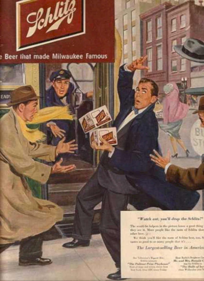 Schlitz Beer Scene Vintage Retro Advert Ads A4 Photo Print