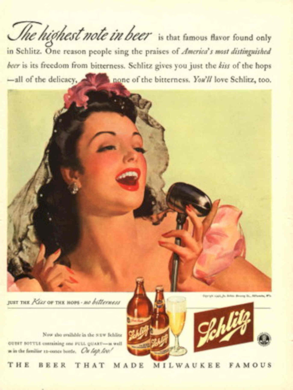 Schlitz Beer Wedding 1940s Vintage Retro Advert Poster