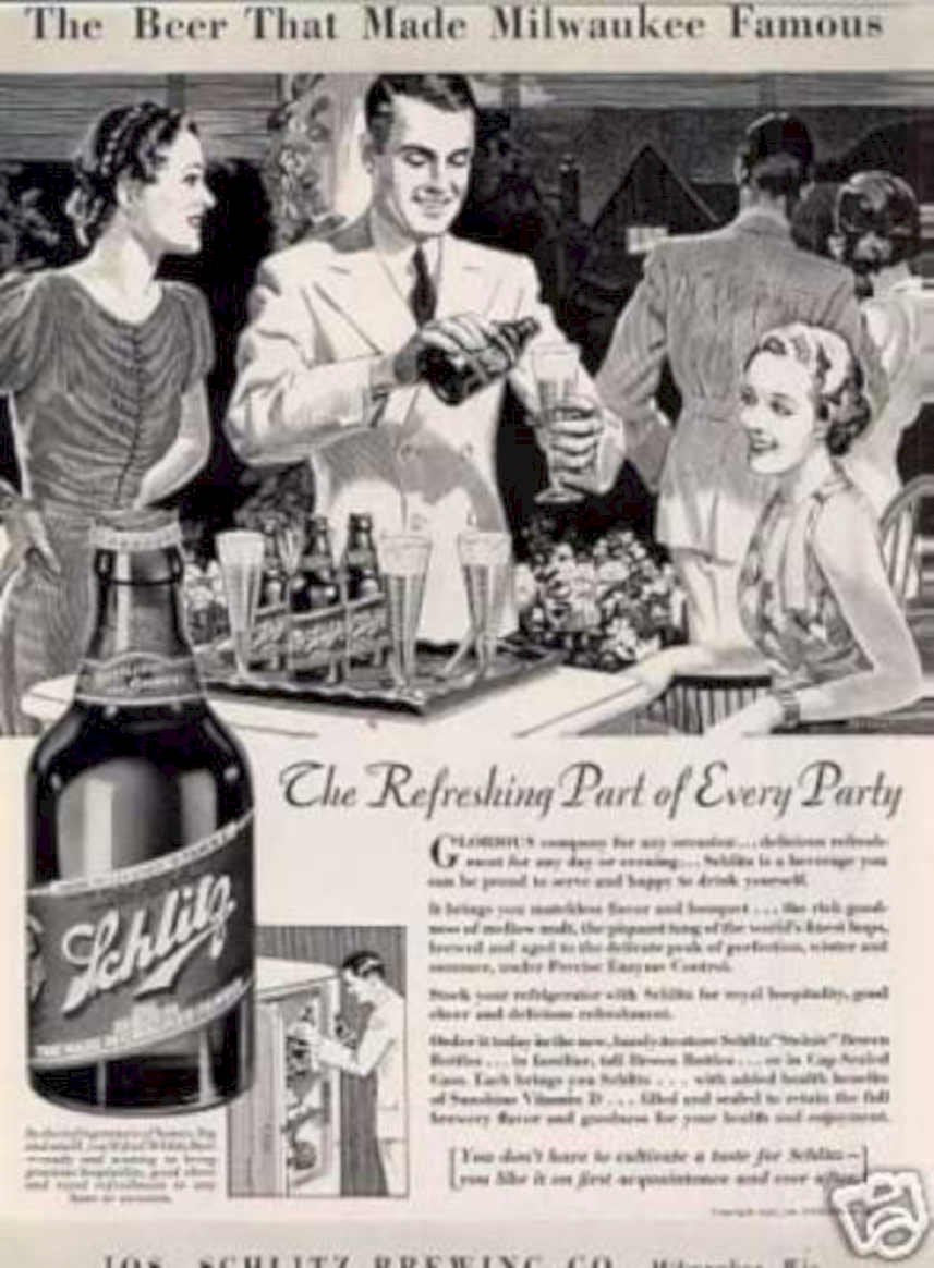 Schlitz Party Men Vintage Retro Advert Ads A4 Photo Print