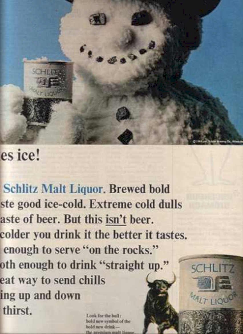 Schlitz Snowman Rocks Vintage Retro Advert Ads A4 Photo Print