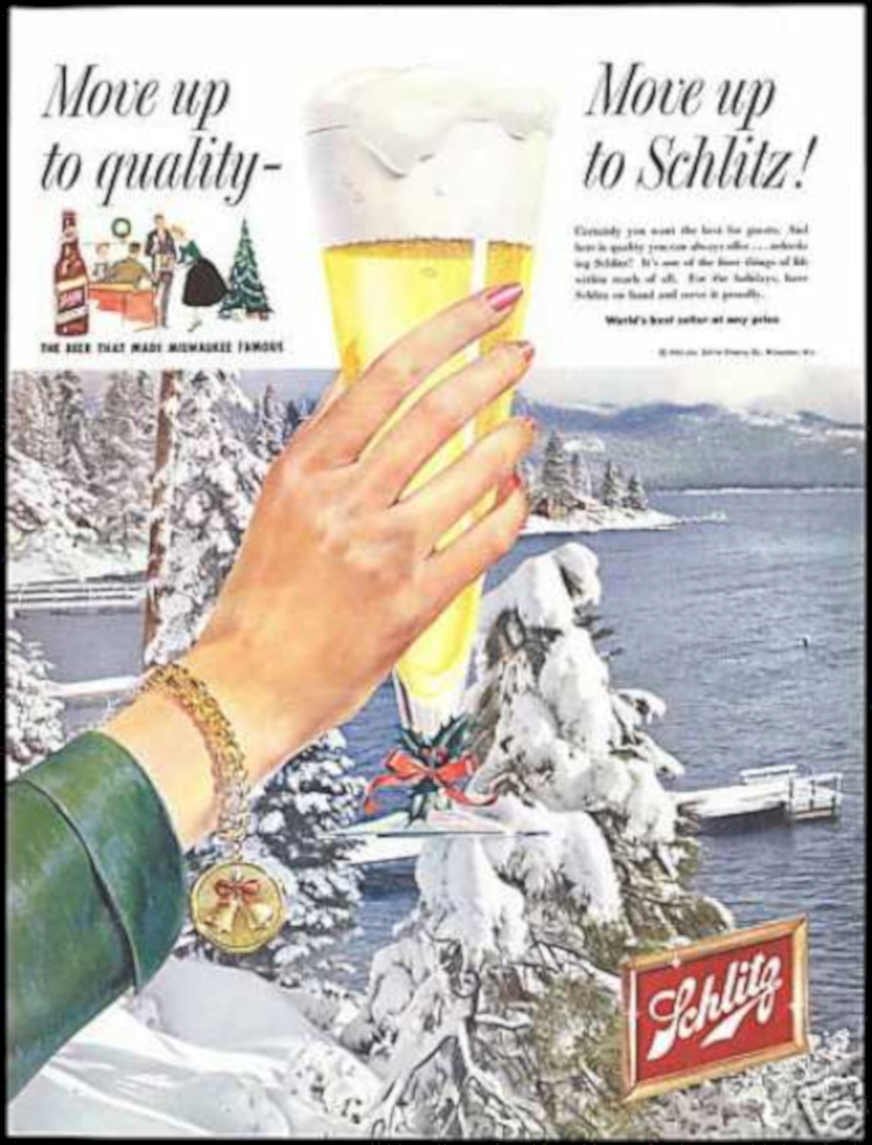 Schlitz Winter Scene Vintage Retro Advert Ads A4 Photo Print