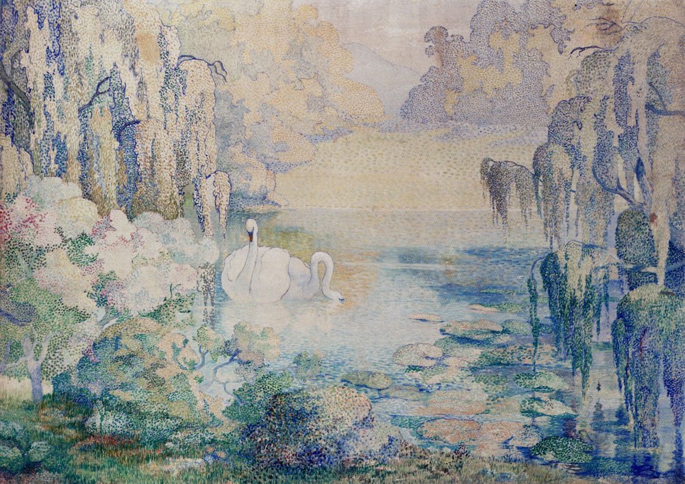 Schneider Karl Swans On A L Art A4 Photo Print