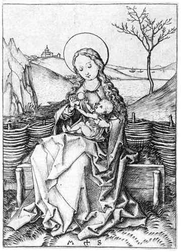 Schongauer Martin Madonna On The Turf Bench  A4 Photo Print