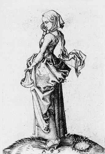 Schongauer Martin The Fifth Foolish Virgin  A4 Photo Print