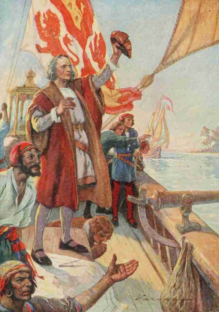 School History of the United States 1918 Columbus discovers land in America 1492 Vintage A4 Photo Print