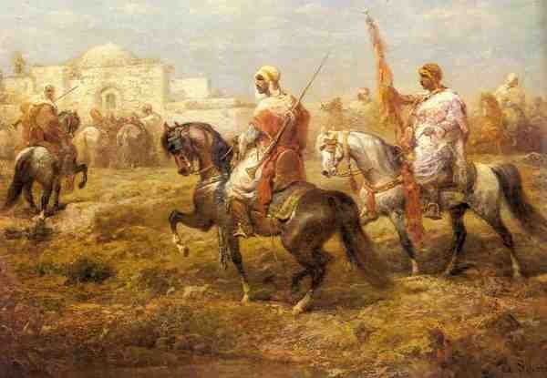Schreyer Adolf Arab Cavalry Approaching An Oasis A4 Photo Print