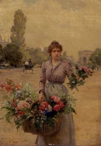 Schryver Louis Marie De Flower Seller Near The Arc De Triomphe A4 Photo Print