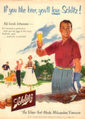 Schultz Beer Bbq 1950s Vintage Retro Advert Poster