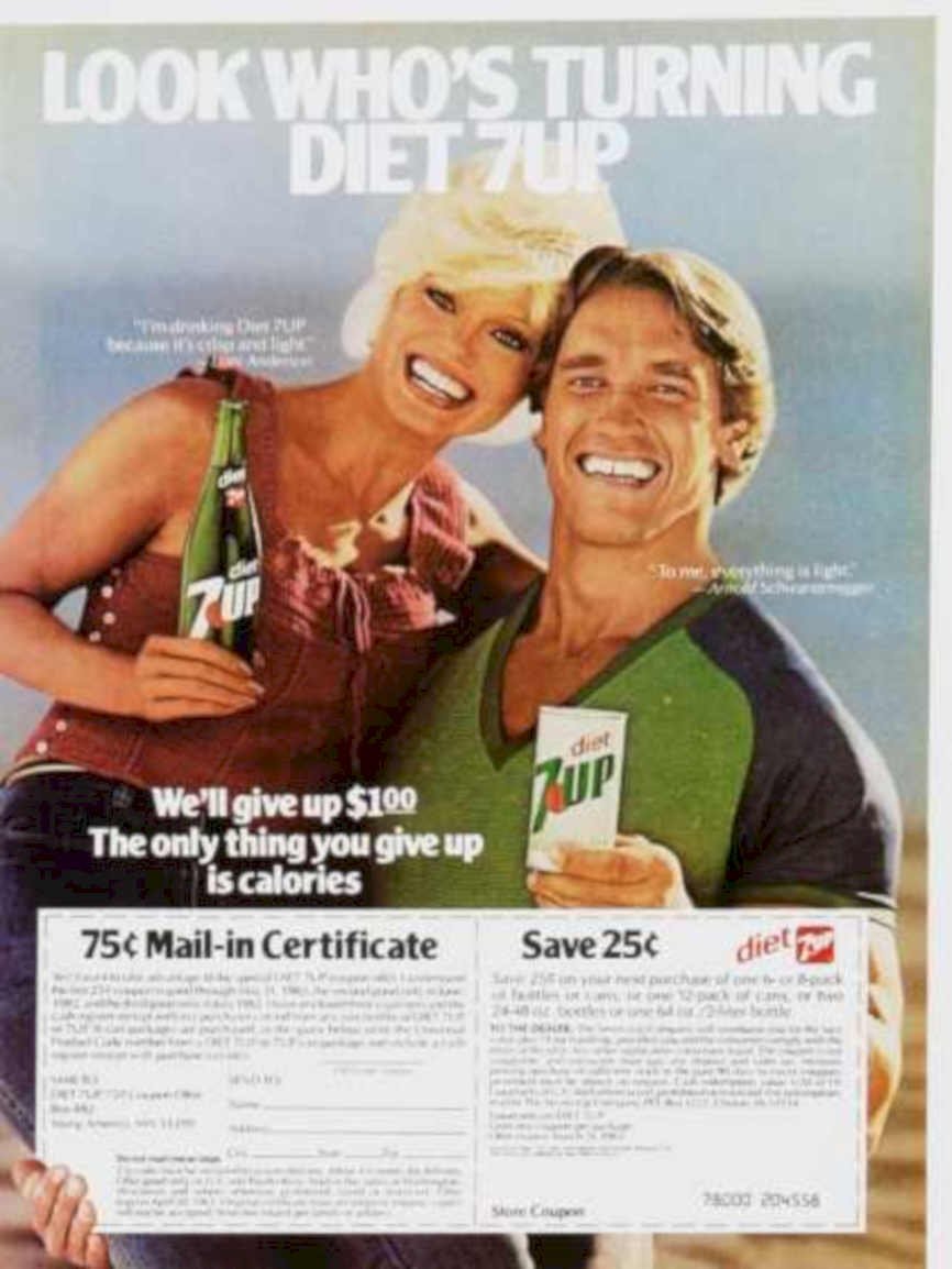 Schwarzenegger 7up Diet Vintage Retro Advert Ads A4 Photo Print