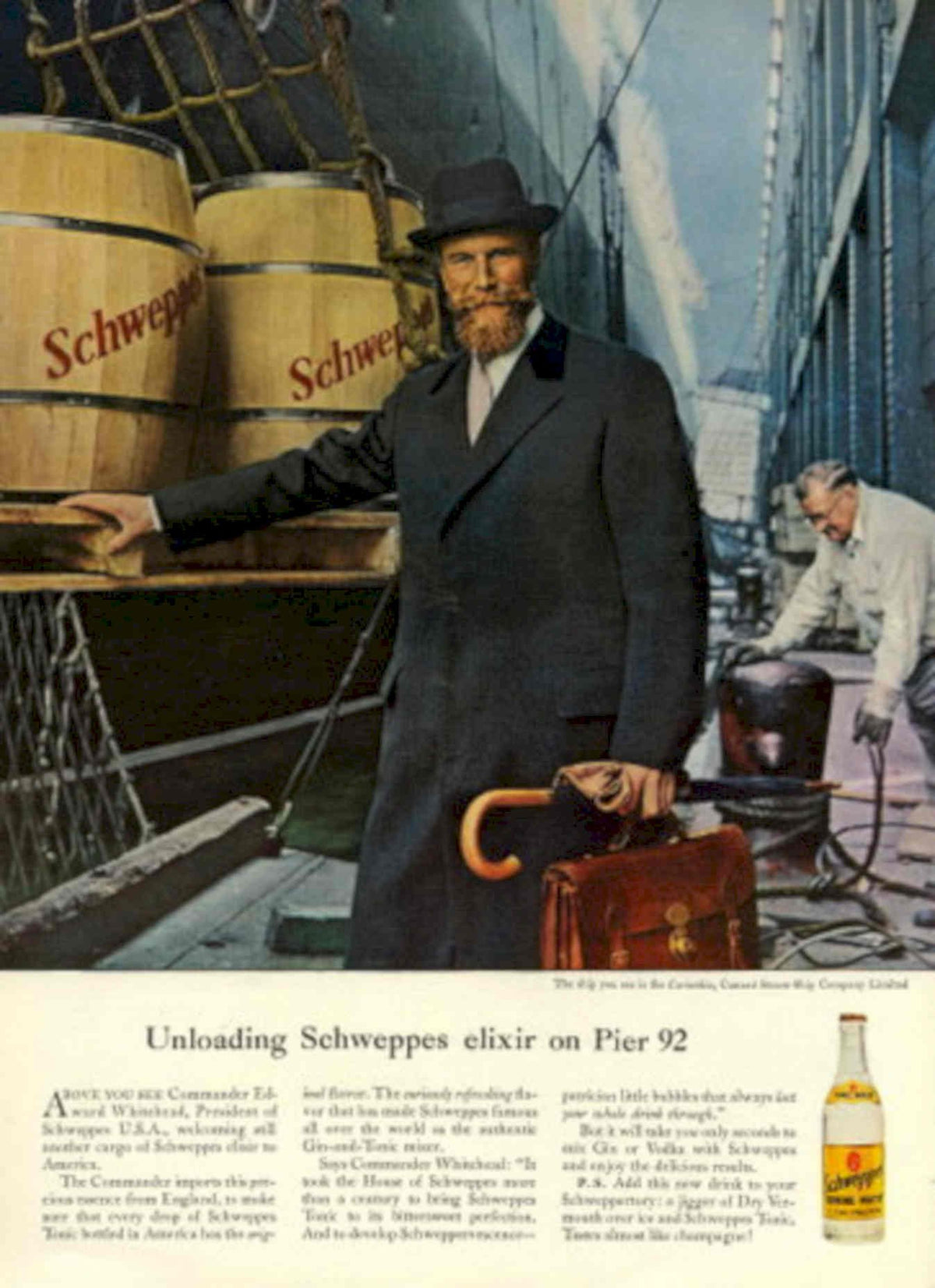 Schweppes Pier Elixir 1950s Vintage Retro Advert Poster