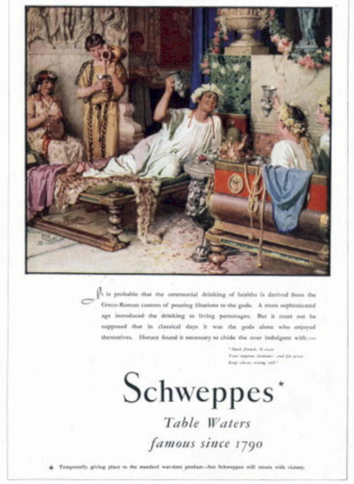 Schweppes Table Waters 1930s Vintage Retro Advert Poster