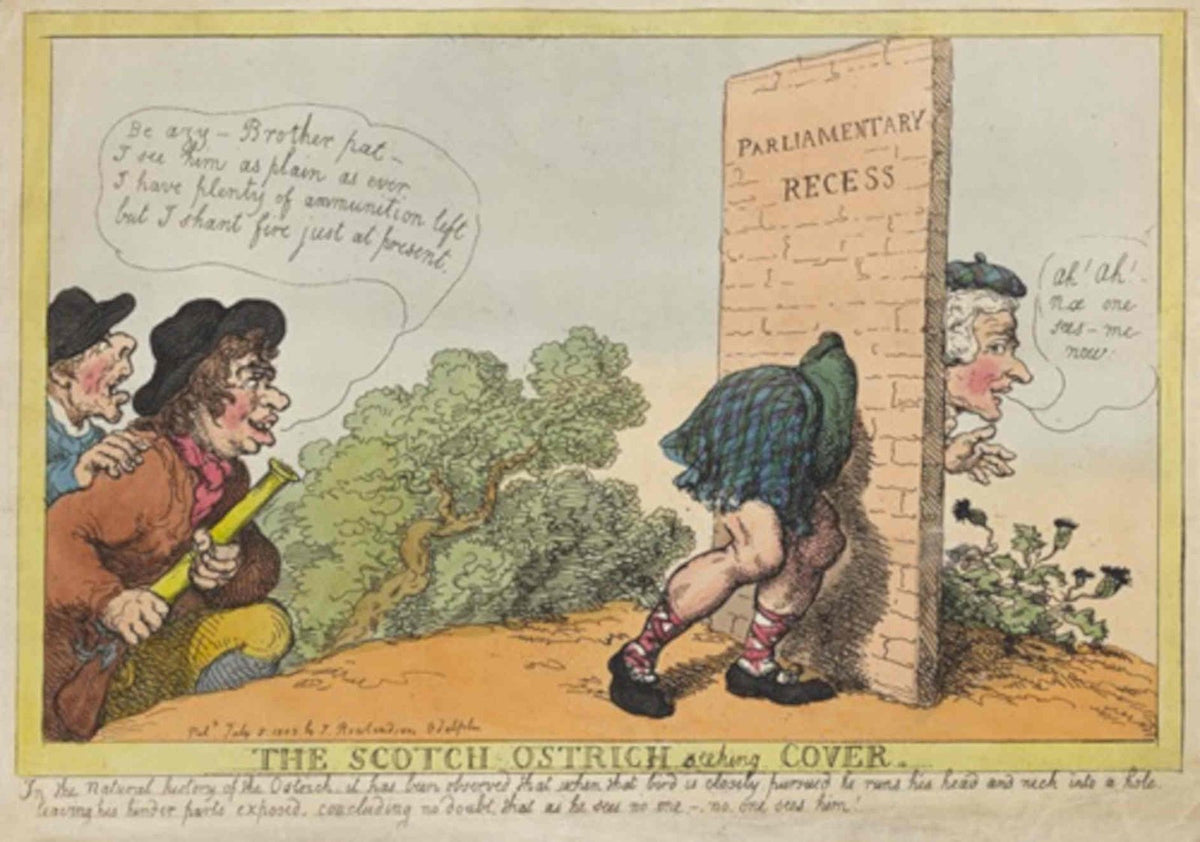Scotch Ostrich Parliament GB Cartoon Vintage Retro Advert Poster