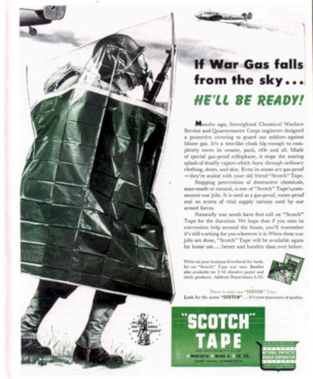 Scotch Tape Soldier 1940s Vintage Retro Advert Poster