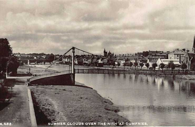 Scotland Dumfriesshire Dumfries Summer Clouds Over The Nith Vintage A4 Photo Print