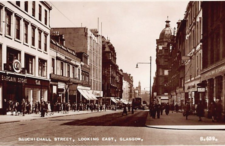 Scotland Glasgow Sauchiehall Street Looking East Vintage A4 Photo Print
