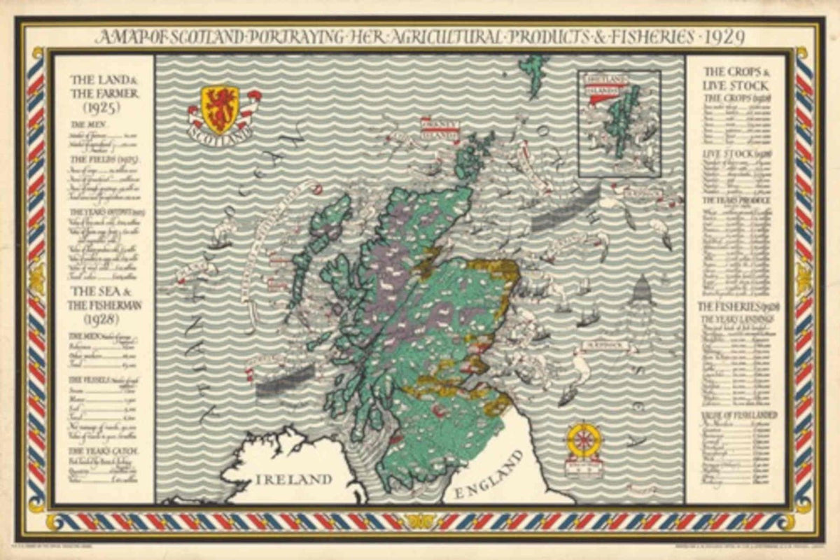 Scotland Map Fisheries Vintage Retro Advert Poster