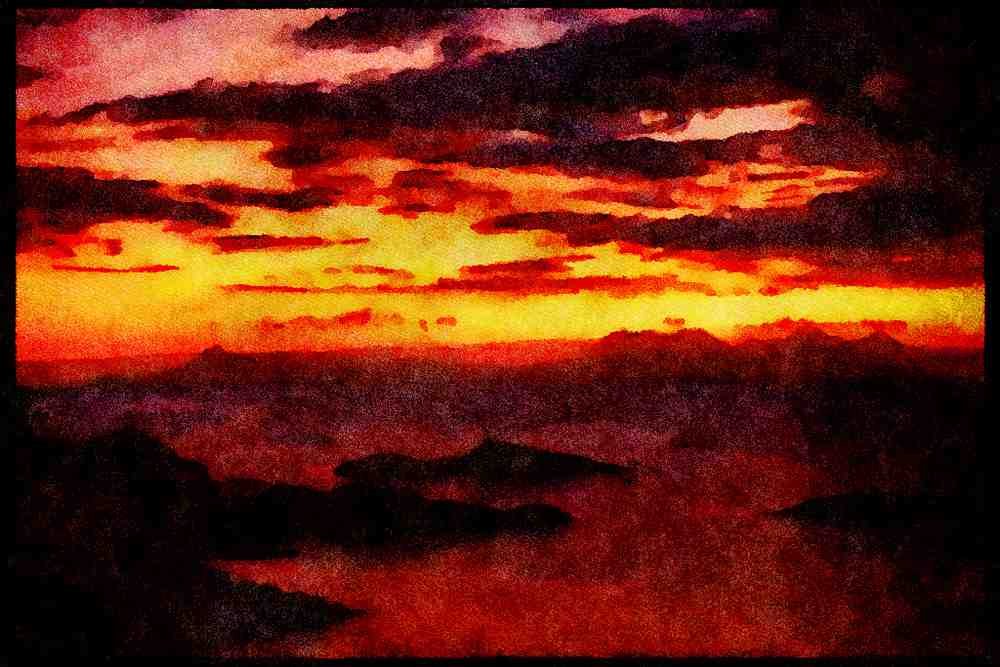 Scotland UK 231009 Rhum, Eigg And Muck A4 Limited Edition Watercolour Print