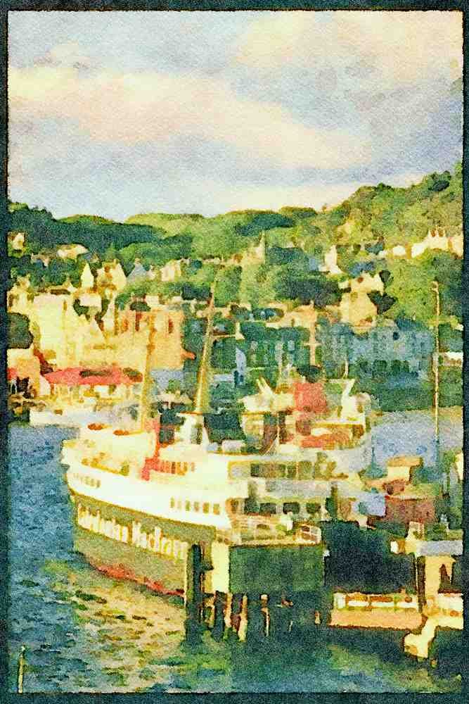 Scotland UK 231040 Cal Mac Ferry, Oban A4 Limited Edition Watercolour Print