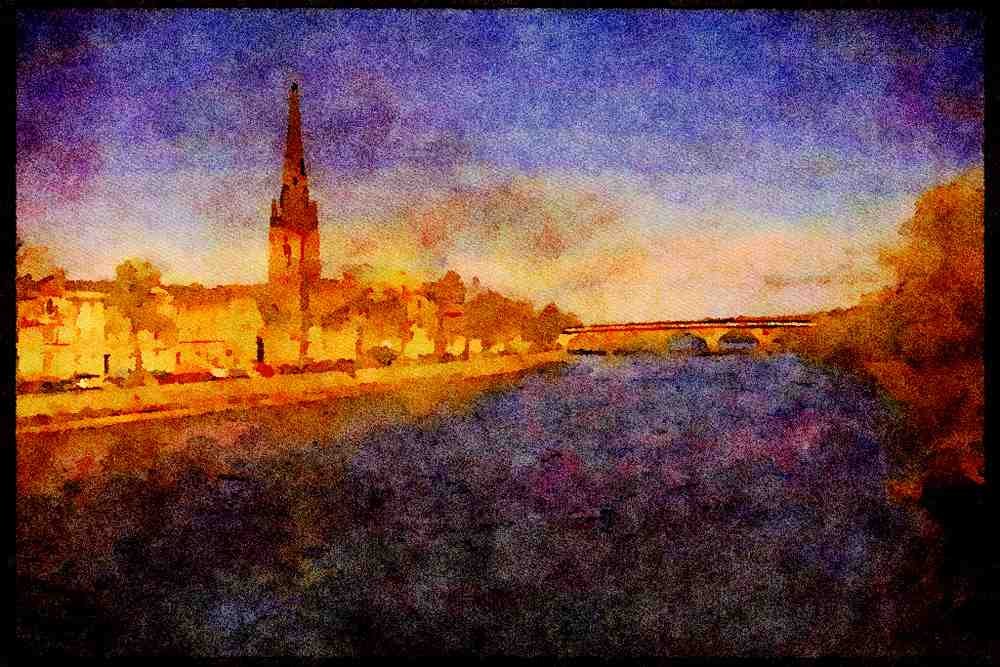 Scotland UK 231056 Perth And River Tay A4 Limited Edition Watercolour Print