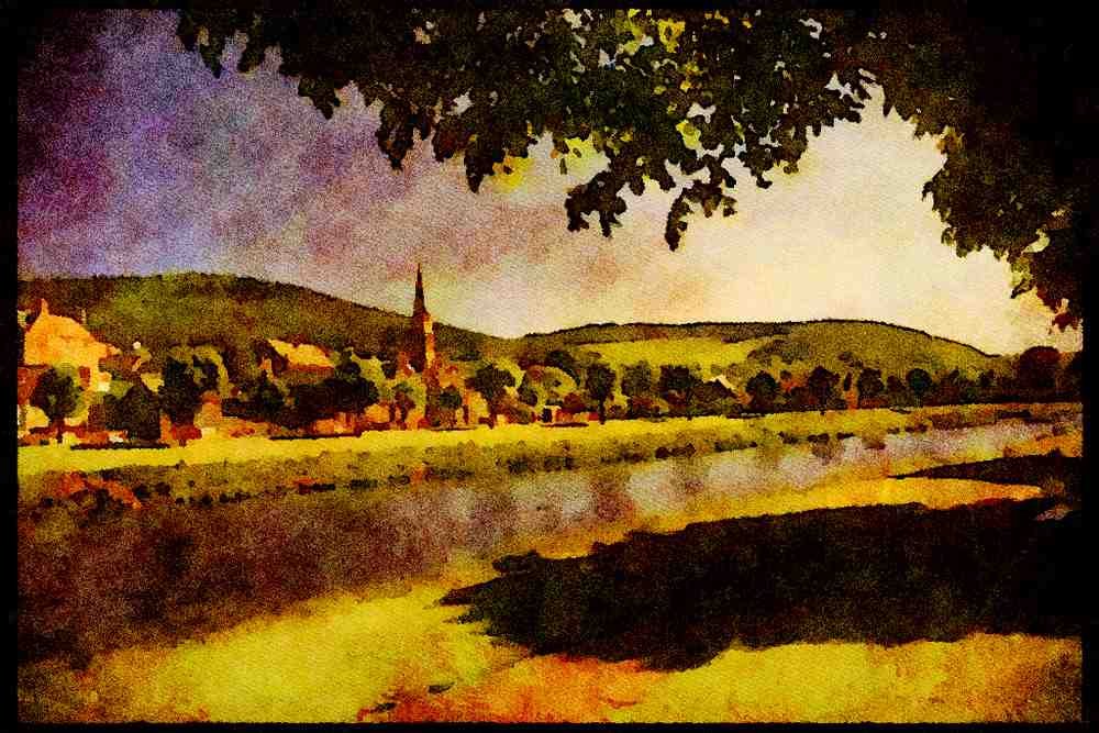 Scotland UK 231066 Borders, Peebles A4 Limited Edition Watercolour Print