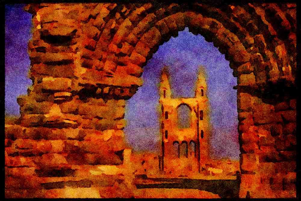 Scotland UK 231087 St. Andrews Cathedral Ruins A4 Limited Edition Watercolour Print