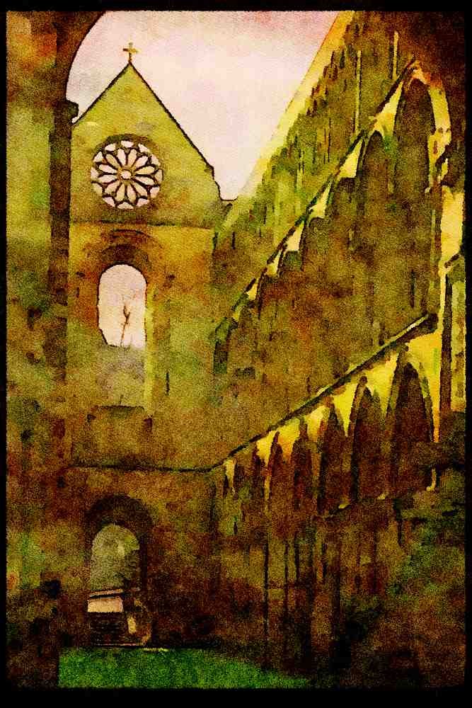 Scotland UK GB 092009 Edinburgh, Castle Ruins A4 Limited Edition Watercolour Print
