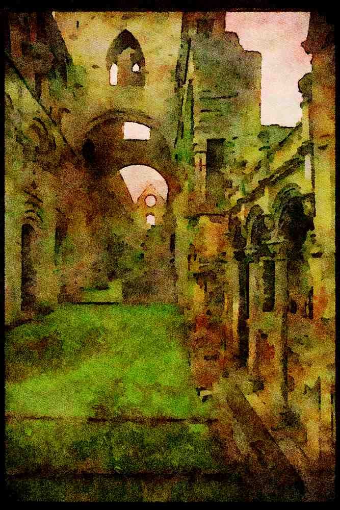 Scotland UK GB 092010 Edinburgh, Castle Ruins A4 Limited Edition Watercolour Print