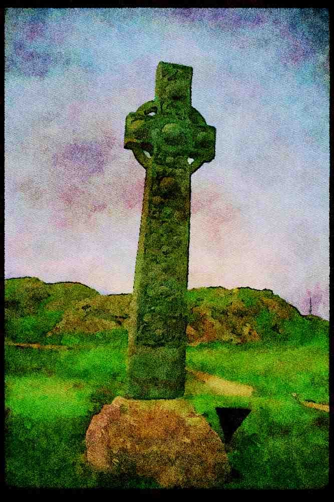 Scotland UK GB 092080 Isle Of Mull, A Celtic Cross A4 Limited Edition Watercolour Print
