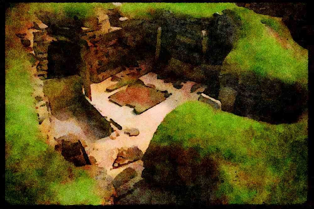 Scotland UK GB 092094 Orkney, Skara Brae A4 Limited Edition Watercolour Print