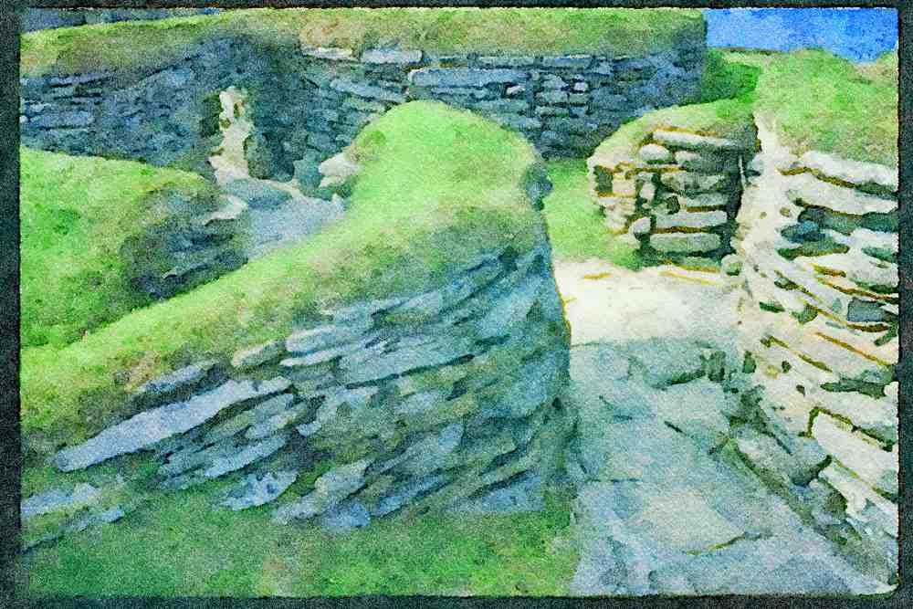 Scotland UK GB 092095 Orkney, Skara Brae A4 Limited Edition Watercolour Print