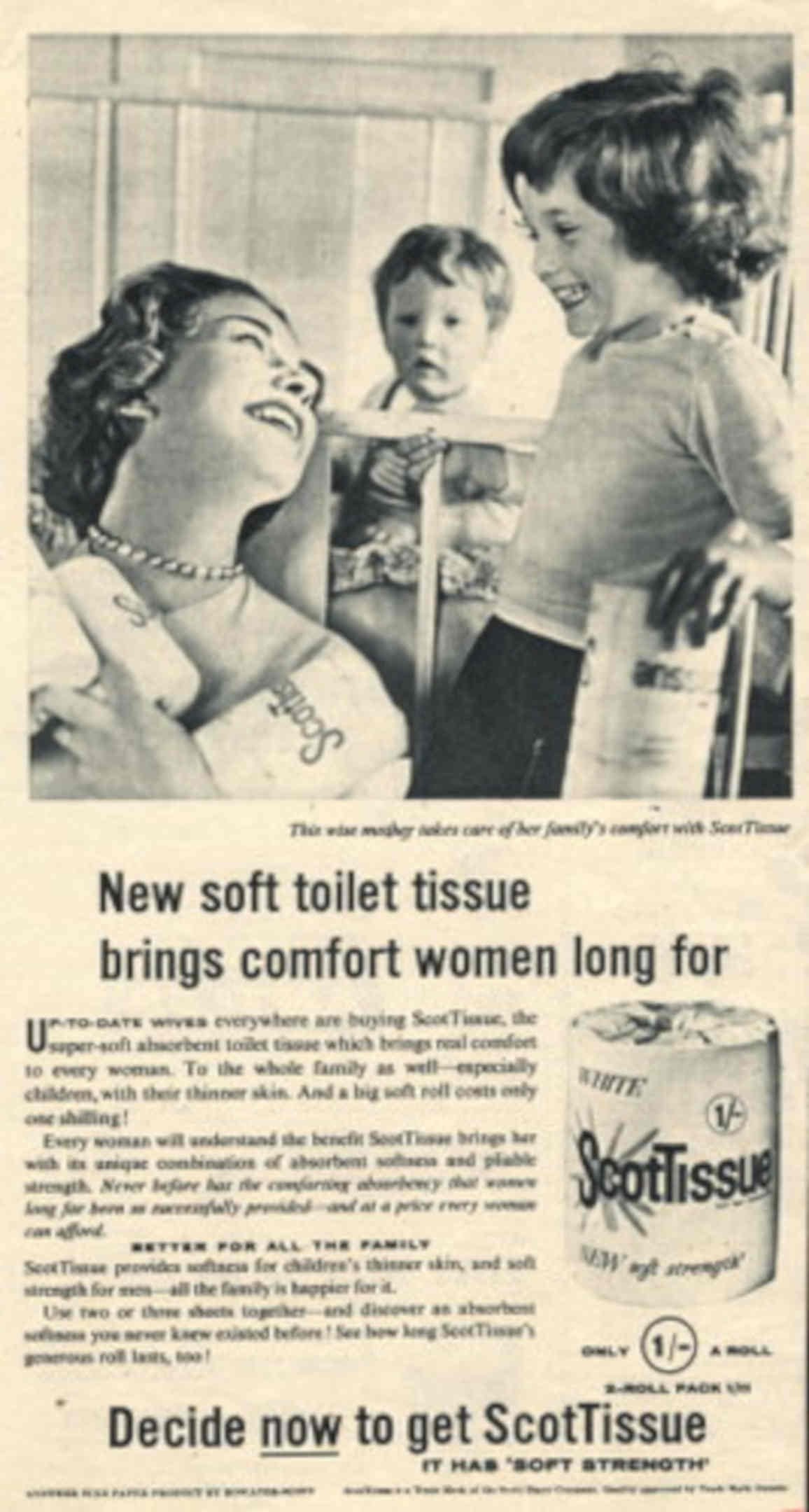 Scott Tissue Family 1940s Vintage Retro Advert Poster