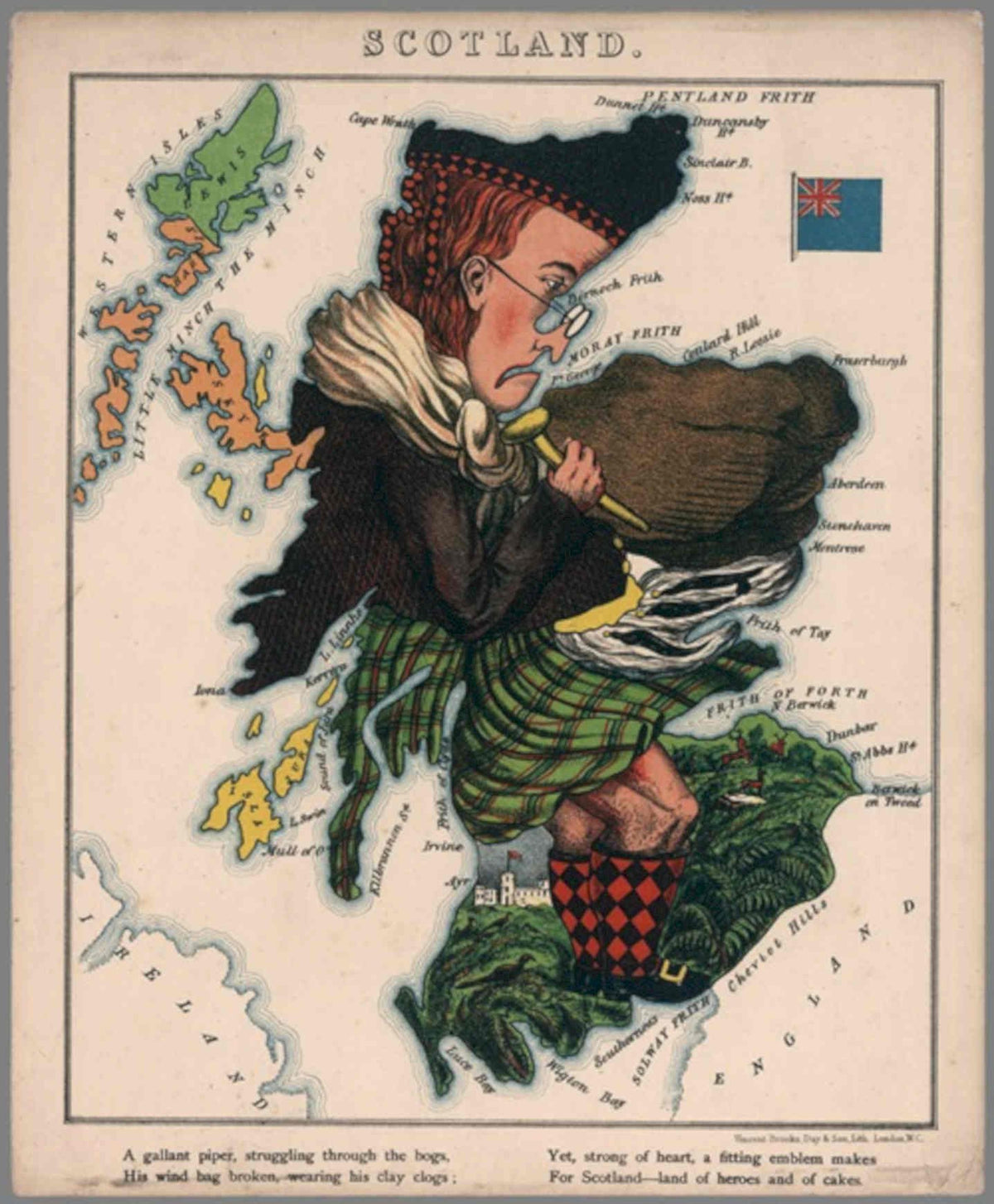 Scottish Piper Map Vintage Retro Advert Poster