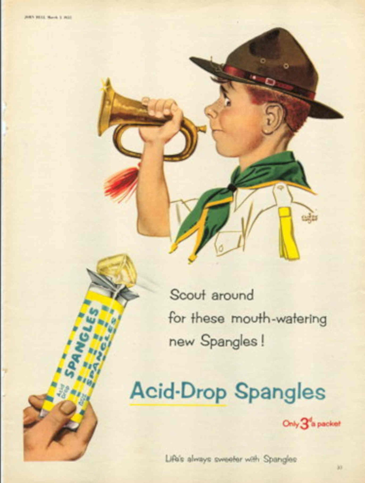 Scout Spangles Bugle 2 1950s Vintage Retro Advert Poster