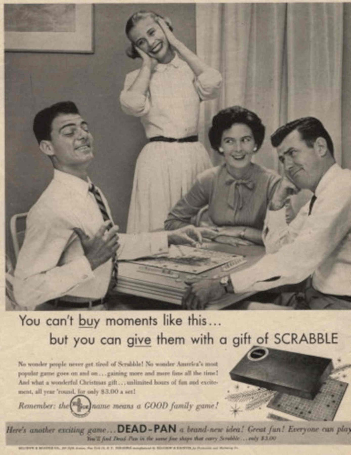 Scrabble Family Game 1950s Vintage Retro Advert Poster