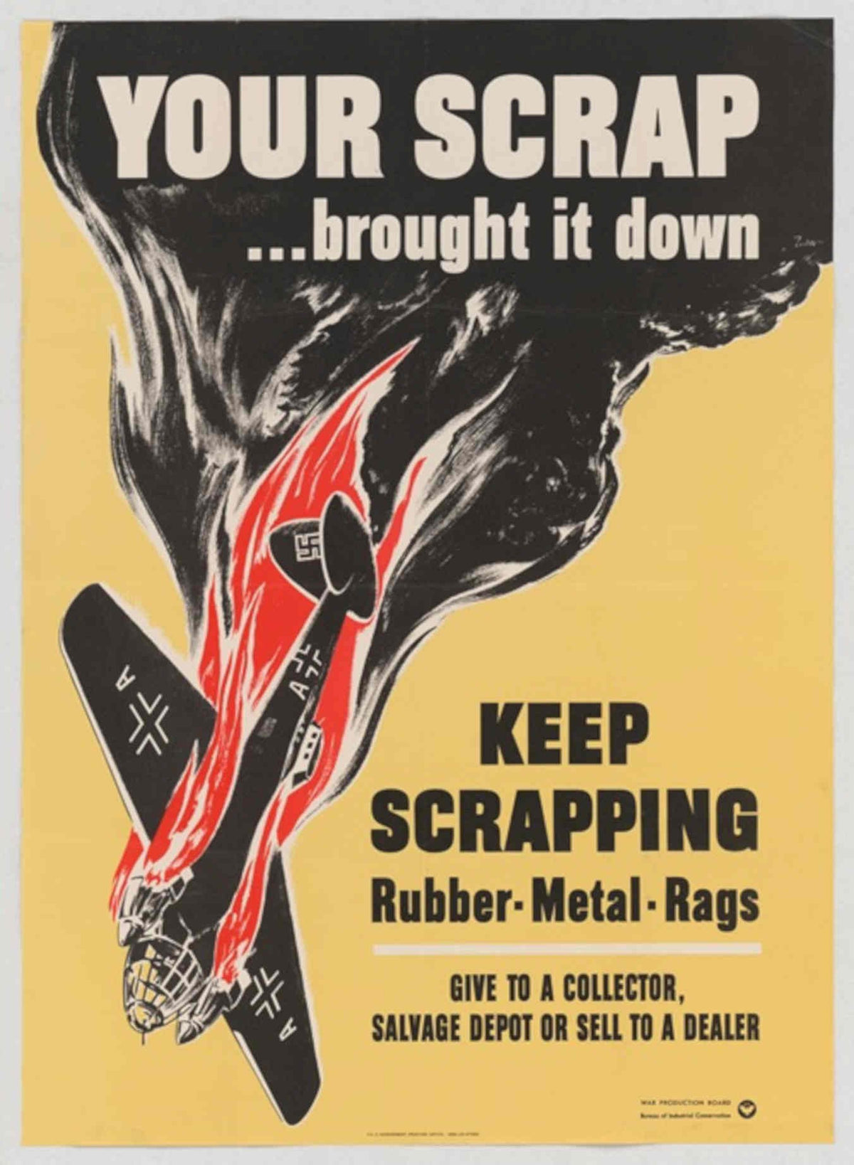 Scrap Plane Rubber American World War II Advert Poster