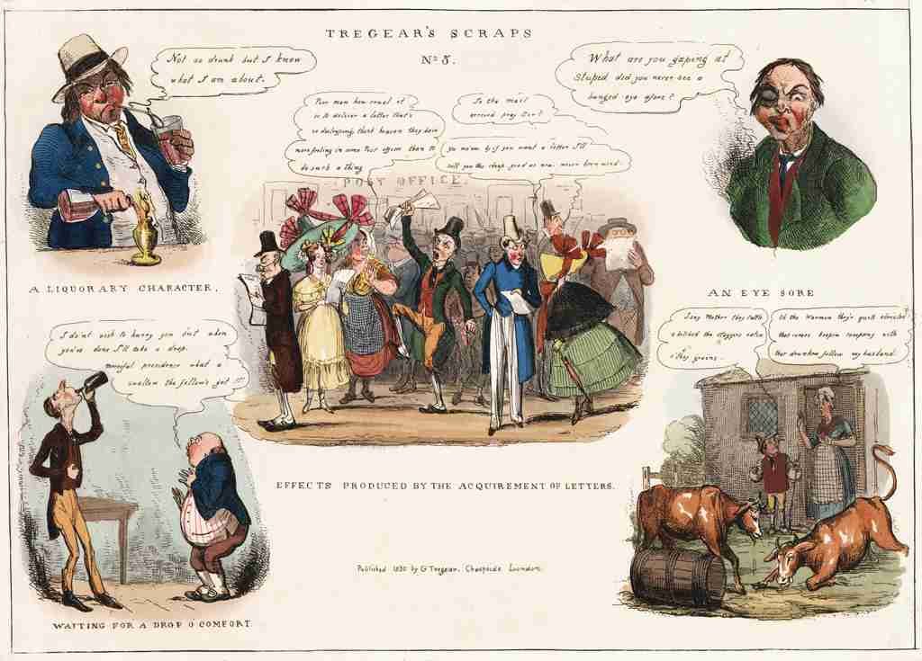 Scraps 1830d Cartoon Joke 001 Vintage A4 Photo Print