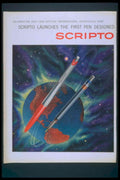 Scripto Globe Pens 1950s Vintage Retro Advert Poster